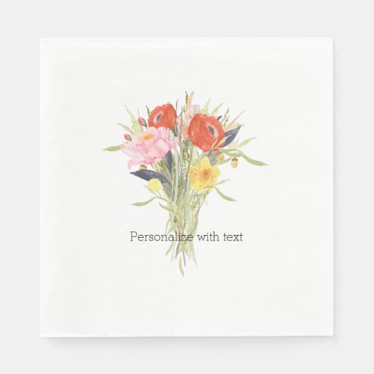 Serviette En Papier Fleurs à l'aquarelle (Devant)