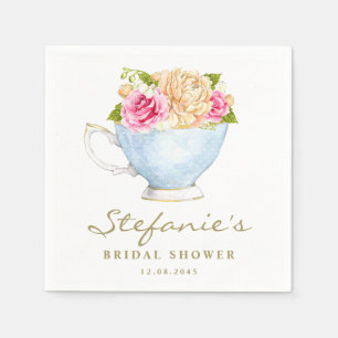 Serviette En Papier Fleurs à l'aquarelle dans une tasse de thé pour un