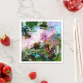 SERVIETTE EN PAPIER FLEURS ABSTRAITES (En situation)