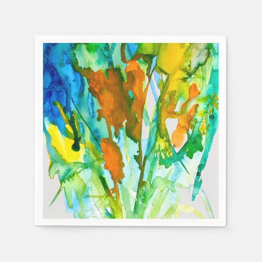 Serviette En Papier fleurs Abstraites d'aquarelle fleurie (Devant)