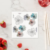 Serviette En Papier Fleurs alignées sans couture abstrait PA moderne (En situation)