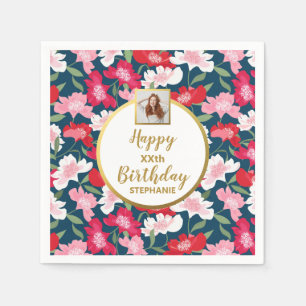 Serviette En Papier Fleurs amusantes colorées pour anniversaire person