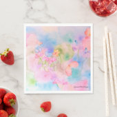 Serviette en papier fleurs aquarelle. (En situation)