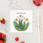 Serviette En Papier Fleurs Aquarelle Bouquet Floral Personnaliser (En situation)