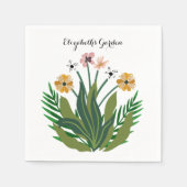 Serviette En Papier Fleurs Aquarelle Bouquet Floral Personnaliser (Devant)