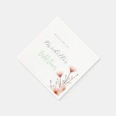 Serviette En Papier Fleurs Aquarelle Réception de Mariage Mignonne  (Coin)