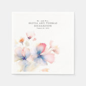 Serviette En Papier Fleurs aquarelles délicates élégantes (Devant)