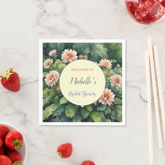 Serviette En Papier Fleurs aquarelles douces pour Baby Shower de maria (En situation)