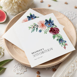 Serviette En Papier Fleurs Aquarelles Élégantes 30e Anniversaire