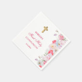 Serviette En Papier Fleurs aquarelles Première communion (Coin)