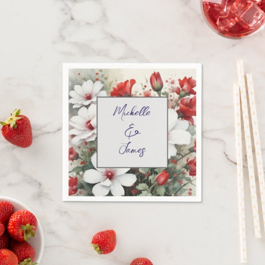 Serviette En Papier Fleurs aquarelles professionnelles tendance modern (En situation)