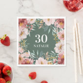 Serviette En Papier Fleurs aquarelles rose chic pour anniversaire fill (En situation)