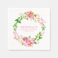 Fleurs aquarelles roses papier personnalisé mariag