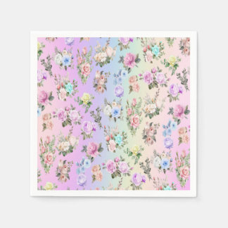 Serviette En Papier Fleurs arc-en-ciel Pastel