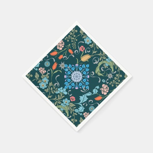 Serviette En Papier Fleurs, Art nouveau, style William Morris (Coin)