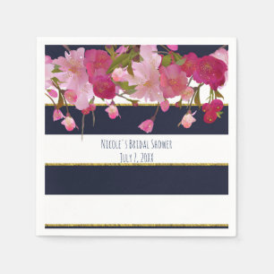 Serviette En Papier Fleurs avec paillettes dorées fausses moderne douc