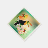 Serviette En Papier Fleurs avec toucan (Coin)