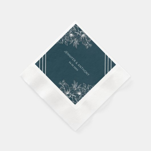 Serviette En Papier Fleurs blanches à la main (Coin)