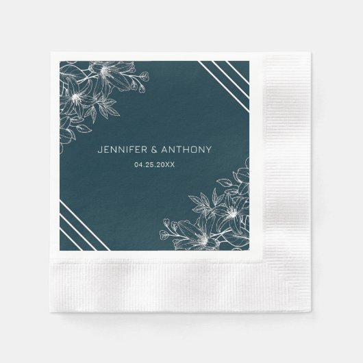 Serviette En Papier Fleurs blanches à la main (Devant)