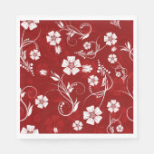 Serviette En Papier Fleurs blanches Arrière - plan rouge (Devant)