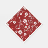 Serviette En Papier Fleurs blanches Arrière - plan rouge (Coin)