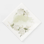 Serviette En Papier Fleurs blanches boho feuilles vertes botanique (Coin)