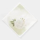 Serviette En Papier Fleurs blanches boho feuilles vertes botanique (Coin)