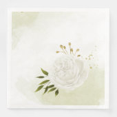 Serviette En Papier Fleurs blanches boho feuilles vertes botanique (Devant)