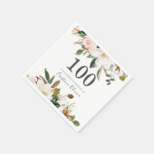 Serviette En Papier Fleurs blanches et bleues 100e fête d'anniversaire (Coin)