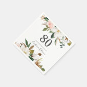 Serviette En Papier Fleurs blanches et bleues 80e fête d'anniversaire (Coin)
