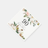 Serviette En Papier Fleurs blanches et bleues 90e fête d'anniversaire (Coin)