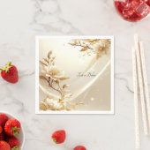 Serviette En Papier Fleurs blanches et or (En situation)