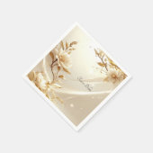 Serviette En Papier Fleurs blanches et or (Coin)
