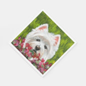 Serviette En Papier Fleurs blanches et roses (Coin)