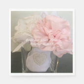 Serviette En Papier Fleurs blanches et roses dans Vase (Devant)