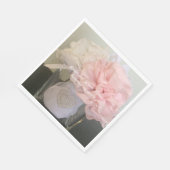 Serviette En Papier Fleurs blanches et roses dans Vase (Coin)