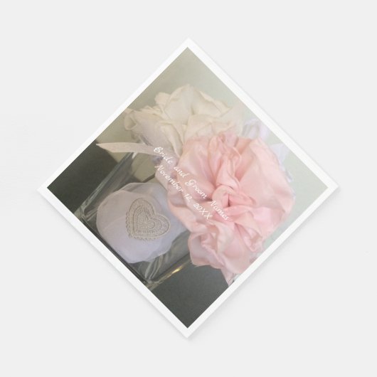 Serviette En Papier Fleurs blanches et roses dans Vase (Coin)