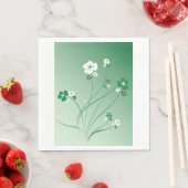 Serviette En Papier Fleurs Blanches Et Vertes (En situation)