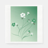 Serviette En Papier Fleurs Blanches Et Vertes (Devant)