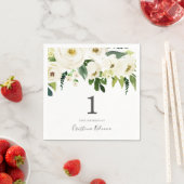 Serviette En Papier Fleurs blanches & Filles de crème 1er anniversaire (En situation)