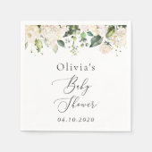 Serviette En Papier Fleurs blanches, Fleurs de crème, Boho, Baby showe (Devant)