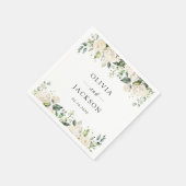 Serviette En Papier Fleurs blanches, Fleurs de crème, Verdure, Mariage (Coin)