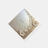 Serviette En Papier Fleurs Blanches Modernes Perles (Coin)