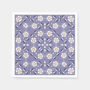 Serviette En Papier Fleurs blanches pastel bl, violet sans parfum