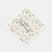 Serviette En Papier Fleurs Blanches Rose Blush Shower de Mariage (Coin)