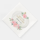 Serviette En Papier Fleurs blanches rose poudré et verdure citrouilles (Coin)