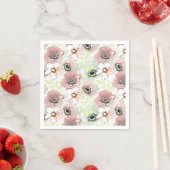 Serviette En Papier Fleurs blanches, roses. (En situation)