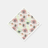Serviette En Papier Fleurs blanches, roses. (Coin)
