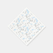 Serviette En Papier Fleurs blanches sur bleu clair. (Coin)