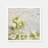 Serviette En Papier Fleurs blanches sur dentelle ancienne (Devant)